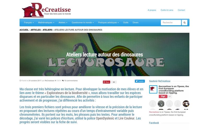 Ateliers lecture autour des dinosaures - ReCreatisse